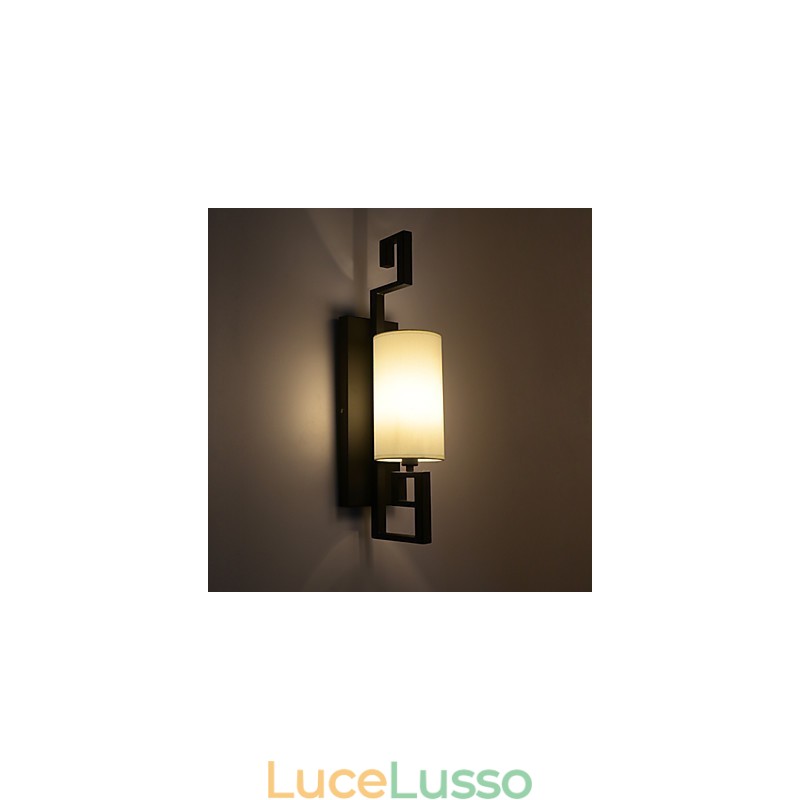 Lampada antica in stile americano moderno per soggiorno, camera da letto, camere d'albergo, lampada da parete in tessuto bianco