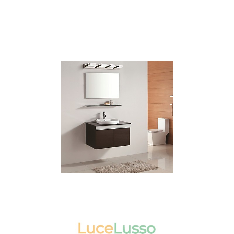 Lampada a specchio quadrata in acciaio inox e acrilico
