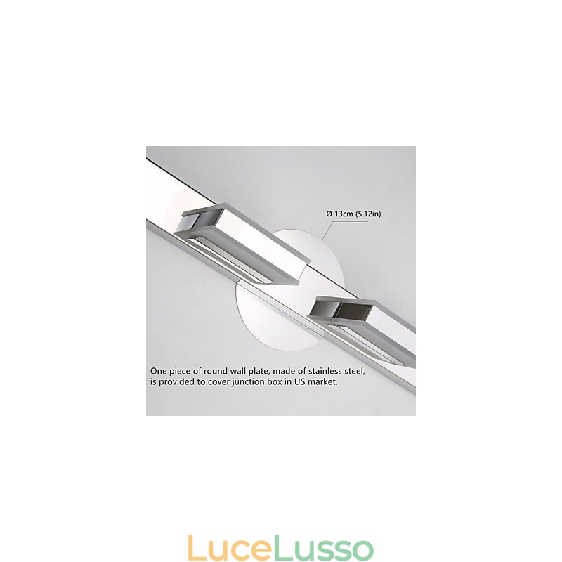 Lampada a specchio quadrata in acciaio inox e acrilico