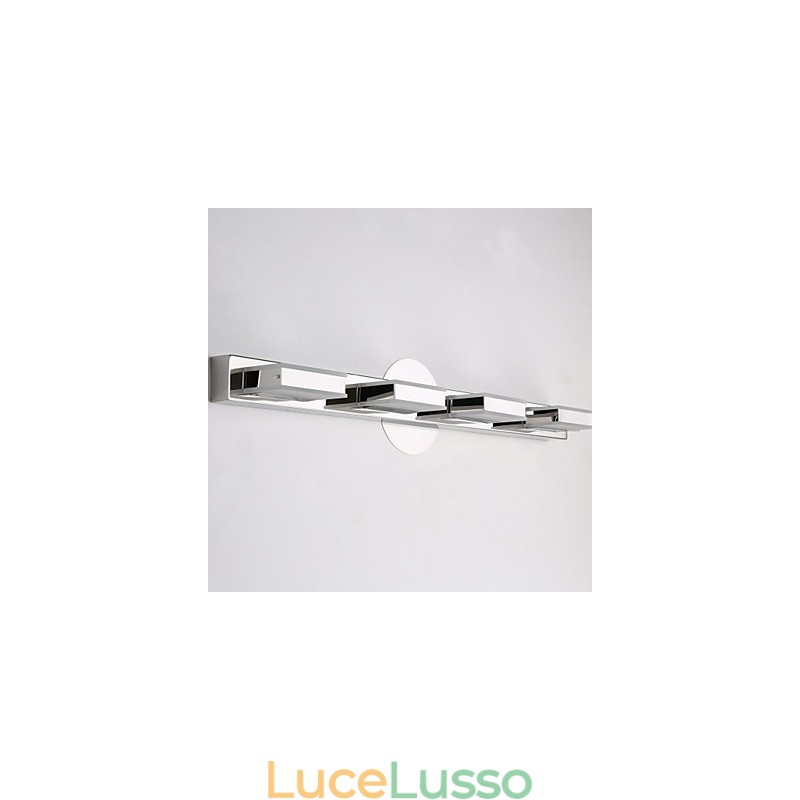 Lampada a specchio quadrata in acciaio inox e acrilico