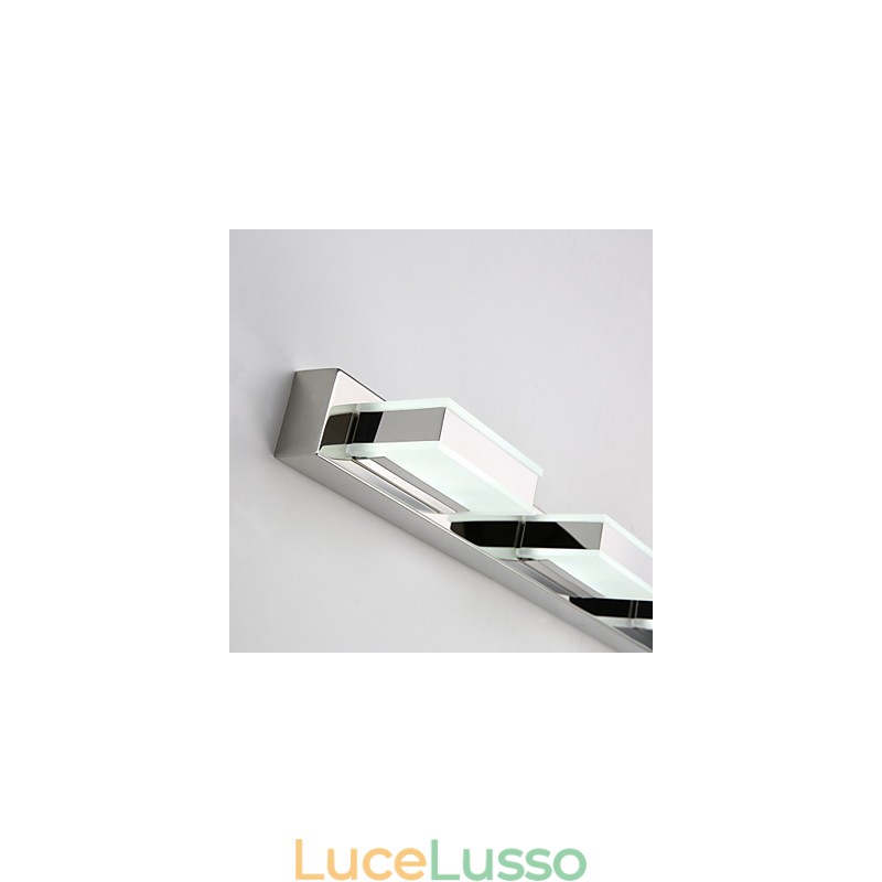 Lampada a specchio quadrata in acciaio inox e acrilico