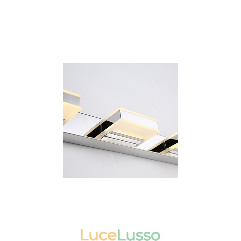Lampada a specchio quadrata in acciaio inox e acrilico