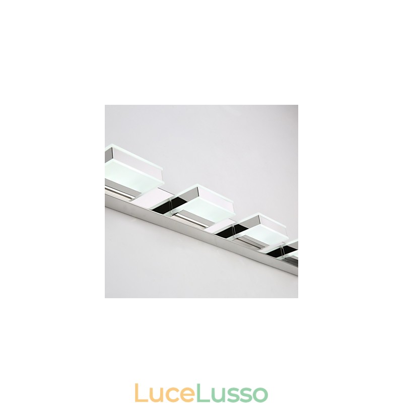 Lampada a specchio quadrata in acciaio inox e acrilico