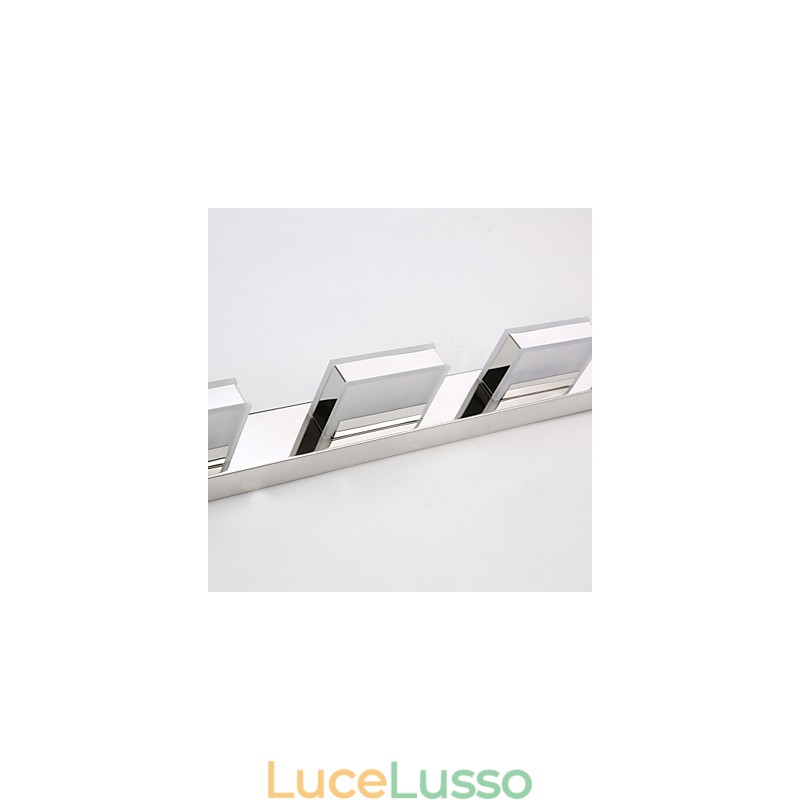 Lampada a specchio quadrata in acciaio inox e acrilico