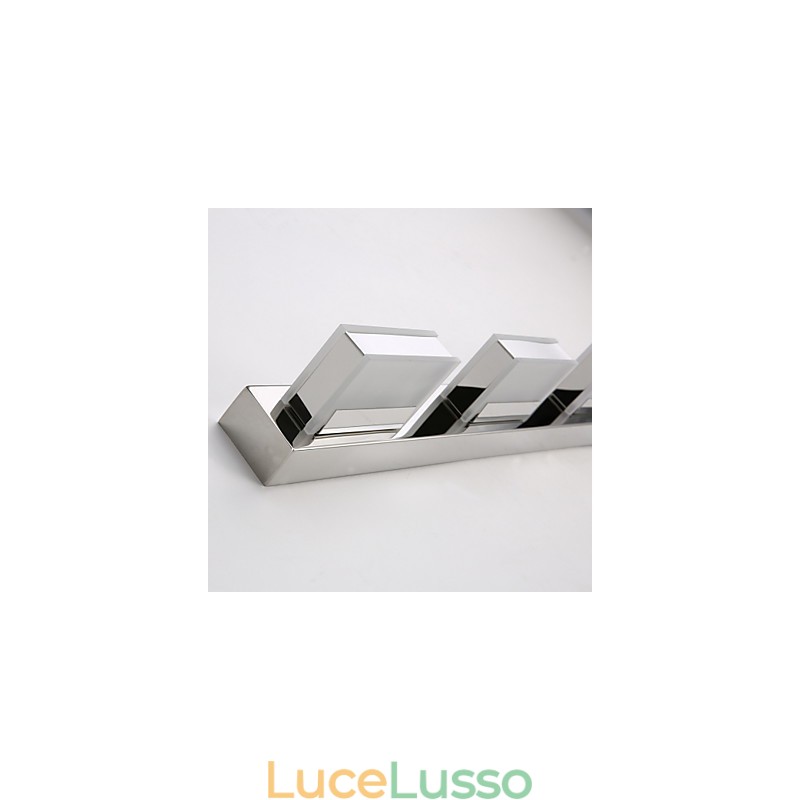 Lampada a specchio quadrata in acciaio inox e acrilico