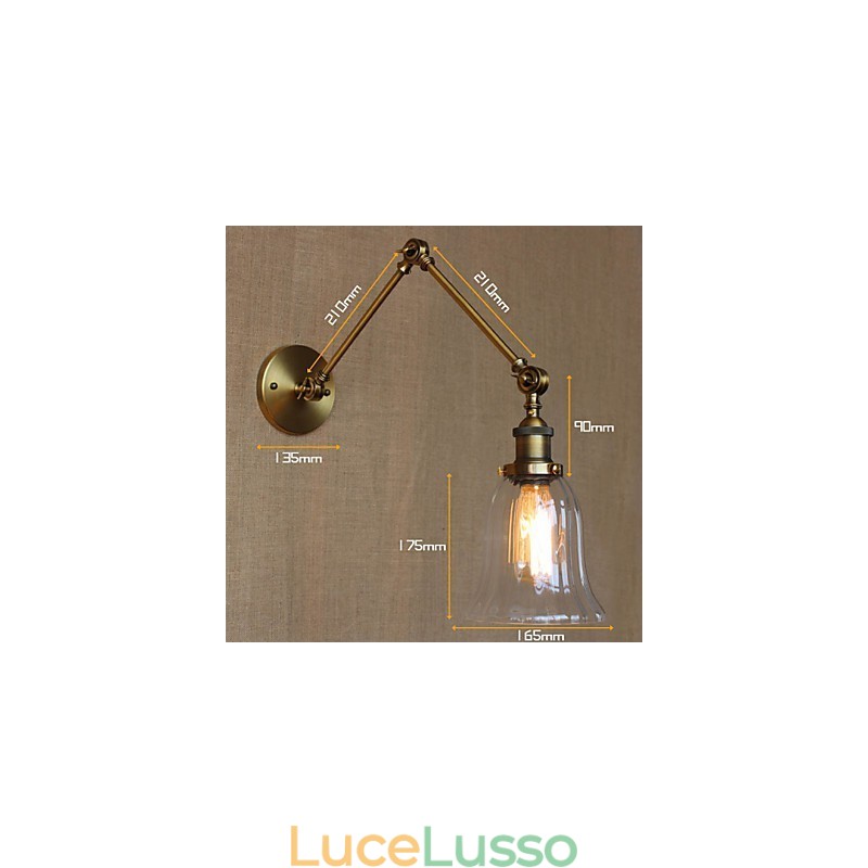 American Country Milano Nordico Bronzo Placcatura Vetro Doppio Braccio Lungo Braccio Del Balcone Decorazione Della Parete
