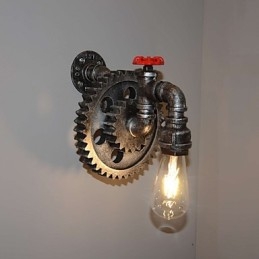 Lampada da parete creativa in ferro per corridoio del bar del ristorante Lampada da parete Loft Industrial Gear Personalità per fare i vecchi tubi dell'acqua