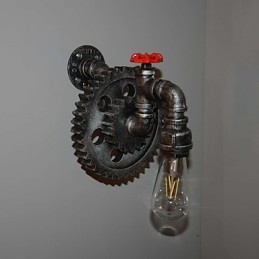 Lampada da parete creativa in ferro per corridoio del bar del ristorante Lampada da parete Loft Industrial Gear Personalità per fare i vecchi tubi dell'acqua