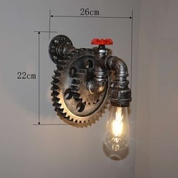 Lampada da parete creativa in ferro per corridoio del bar del ristorante Lampada da parete Loft Industrial Gear Personalità per fare i vecchi tubi dell'acqua