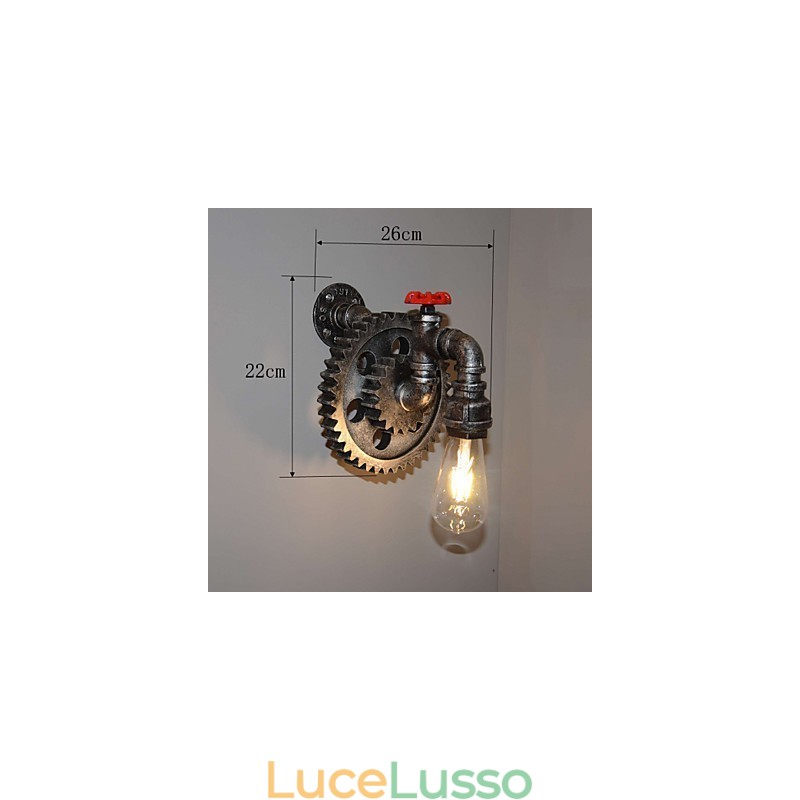 Lampada da parete creativa in ferro per corridoio del bar del ristorante Lampada da parete Loft Industrial Gear Personalità per fare i vecchi tubi dell'acqua