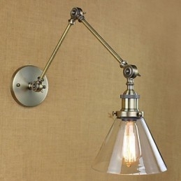 Lampada da parete in vetro con braccio in ferro vintage, illuminazione, bar, corridoio, sala da pranzo, hotel