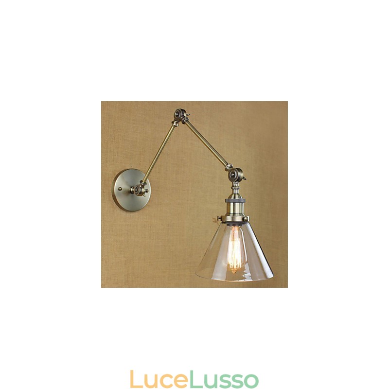 Lampada da parete in vetro con braccio in ferro vintage, illuminazione, bar, corridoio, sala da pranzo, hotel