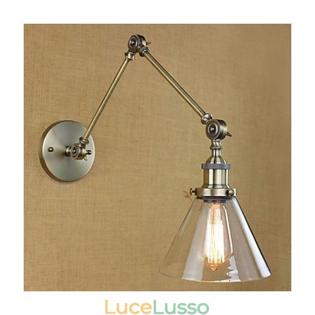 Lampada da parete in vetro con braccio in ferro vintage, illuminazione, bar, corridoio, sala da pranzo, hotel Lampada da parete in vetro con braccio in ferro vintage, illuminazione, bar, corridoio, sala da pranzo, hotel