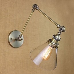Lampada da parete in vetro con braccio in ferro vintage, illuminazione, bar, corridoio, sala da pranzo, hotel