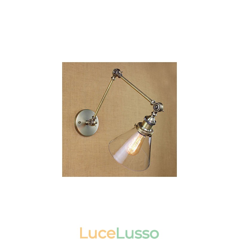 Lampada da parete in vetro con braccio in ferro vintage, illuminazione, bar, corridoio, sala da pranzo, hotel