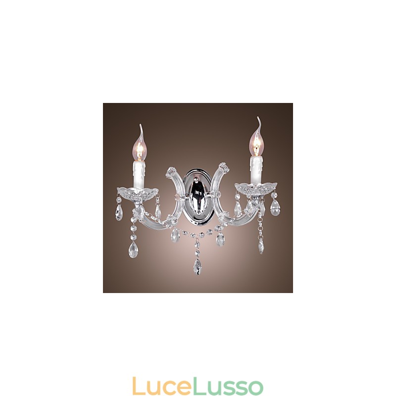 Elegante applique in cristallo con 2 luci