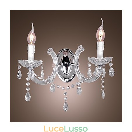 Elegante applique in cristallo con 2 luci Elegante applique in cristallo con 2 luci
