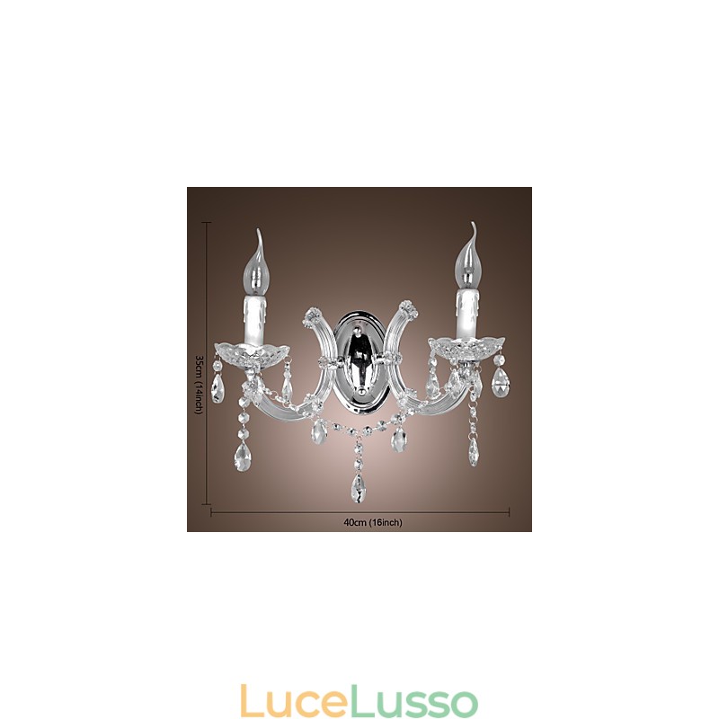 Elegante applique in cristallo con 2 luci