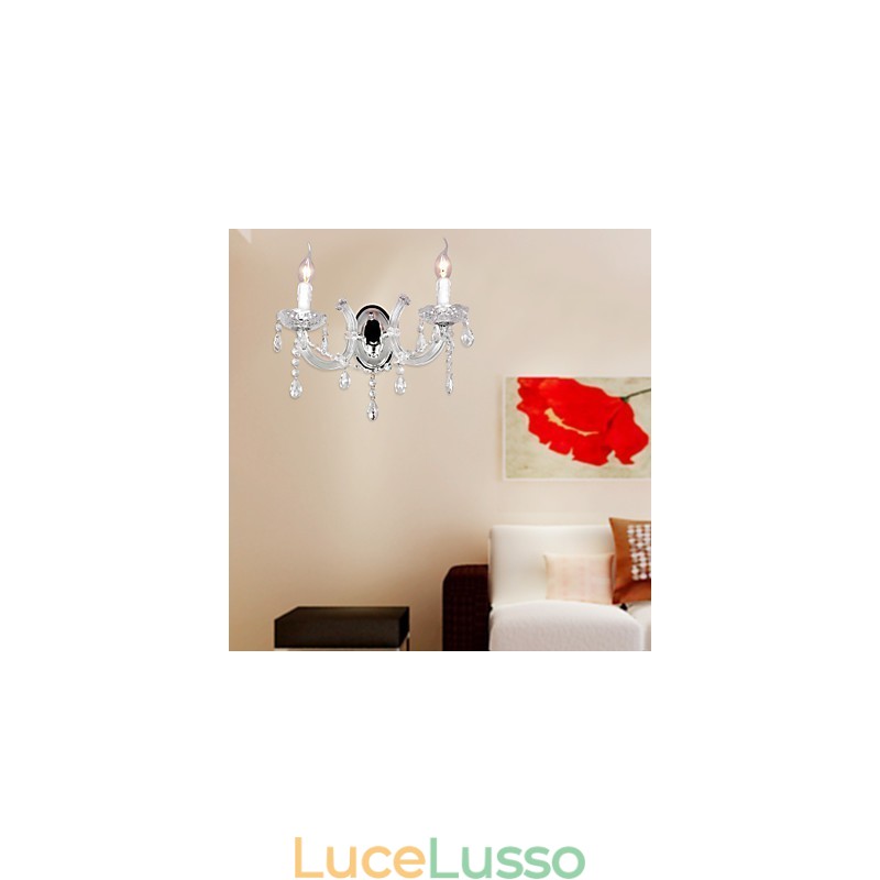 Elegante applique in cristallo con 2 luci