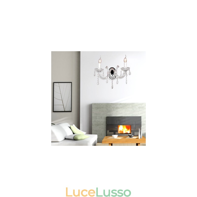 Elegante applique in cristallo con 2 luci