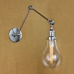 Lampada da parete retrò telescopica in vetro cromato