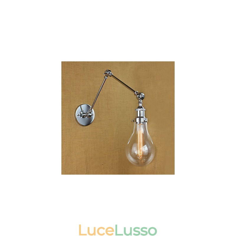 Lampada da parete retrò telescopica in vetro cromato