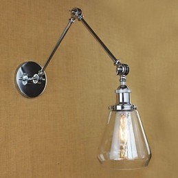 Lampada da parete retrò telescopica in vetro cromato