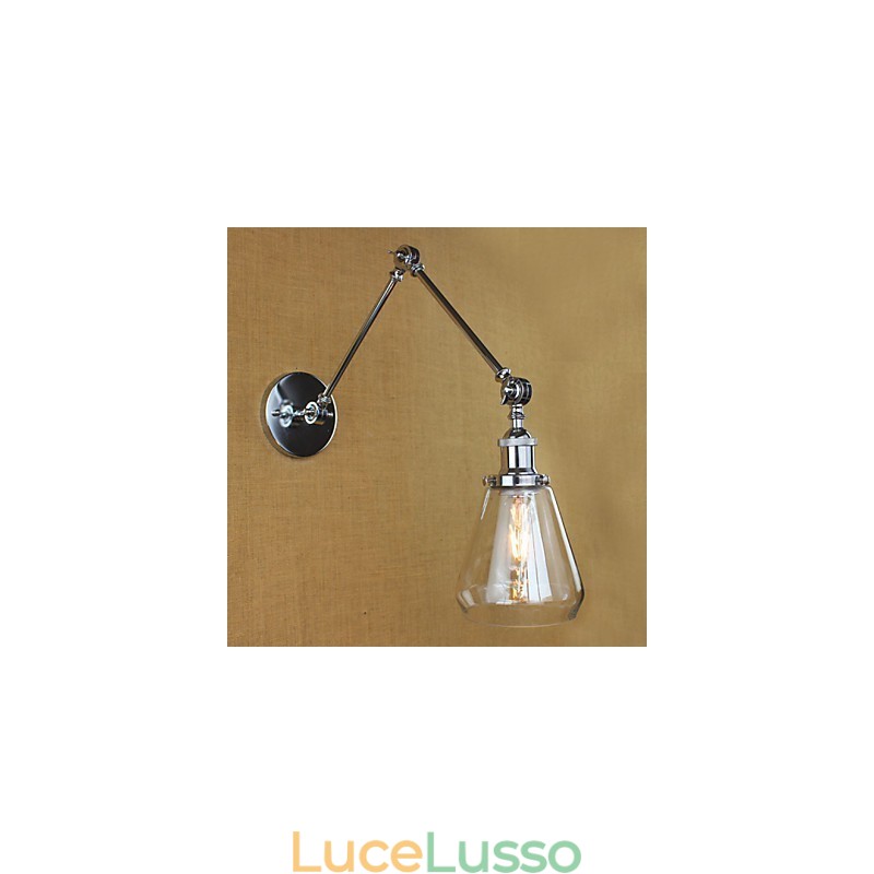 Lampada da parete retrò telescopica in vetro cromato