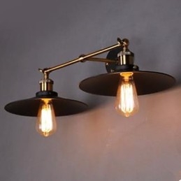 Lampada da parete retrò industriale rurale Lampada da parete doppia Ombrello nero