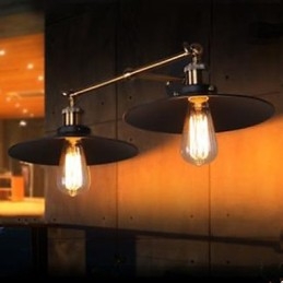 Lampada da parete retrò industriale rurale Lampada da parete doppia Ombrello nero