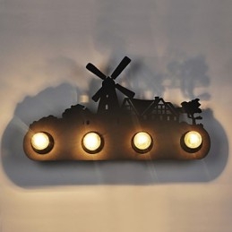 4 luci American Village Pastoral LOFT Style Camera da letto corridoio Ferro Retro Applique