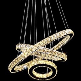 Lampada a sospensione in cristallo Illuminazione moderna Tre anelli D406080 K9 Grandi lampade da soffitto in cristallo