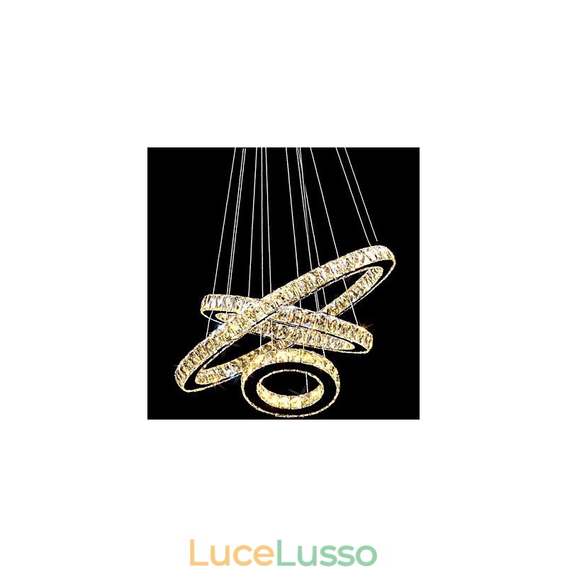 Lampada a sospensione in cristallo Illuminazione moderna Tre anelli D406080 K9 Grandi lampade da soffitto in cristallo