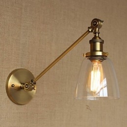 Lampada da parete per camera da letto in stile retrò creativo americano country, in ferro, in ottone e bronzo