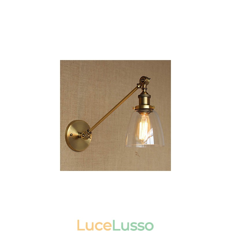 Lampada da parete per camera da letto in stile retrò creativo americano country, in ferro, in ottone e bronzo