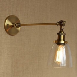 Lampada da parete per camera da letto in stile retrò creativo americano country, in ferro, in ottone e bronzo