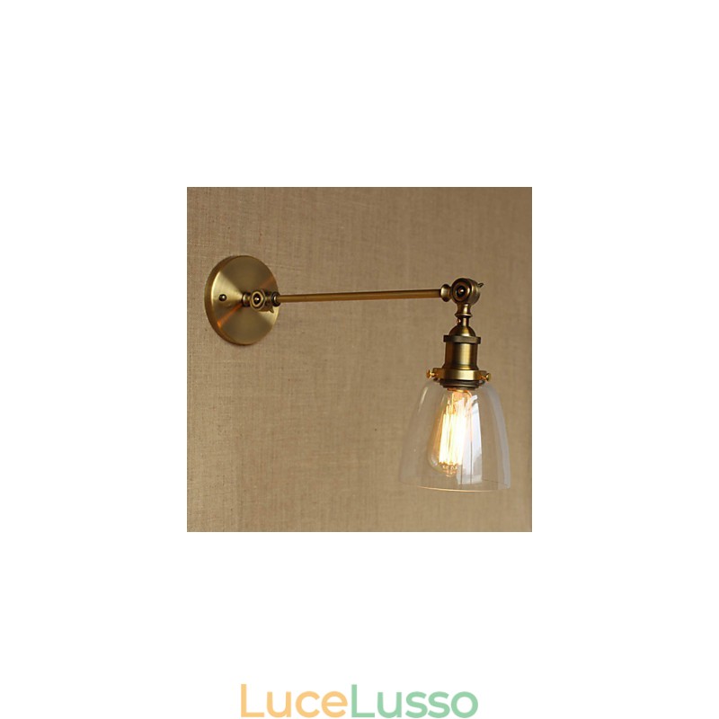 Lampada da parete per camera da letto in stile retrò creativo americano country, in ferro, in ottone e bronzo