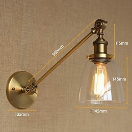 Lampada da parete per camera da letto in stile retrò creativo americano country, in ferro, in ottone e bronzo