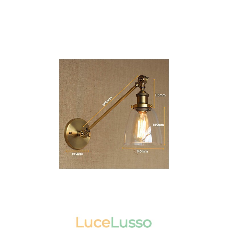 Lampada da parete per camera da letto in stile retrò creativo americano country, in ferro, in ottone e bronzo