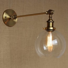 Lampada da parete per camera da letto in stile retrò creativo americano country, in ferro e vetro, in ottone e bronzo
