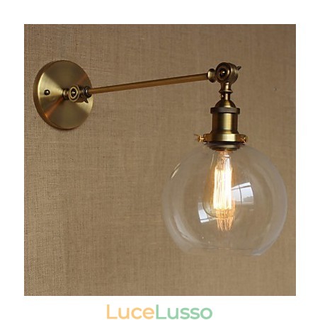 Lampada da parete per camera da letto in stile retrò creativo americano country, in ferro e vetro, in ottone e bronzo Lampada da parete per camera da letto in stile retrò creativo americano country, in ferro e vetro, in ottone e bronzo