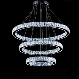 Lampada a sospensione in cristallo Illuminazione moderna Tre anelli D406080 K9 Grandi lampade da soffitto in cristallo