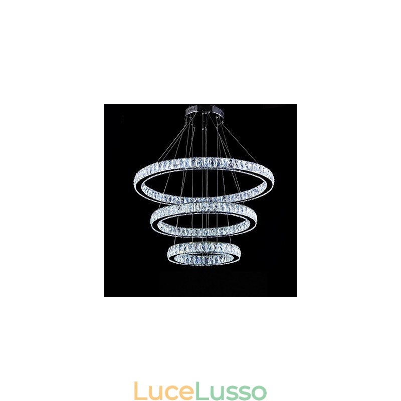 Lampada a sospensione in cristallo Illuminazione moderna Tre anelli D406080 K9 Grandi lampade da soffitto in cristallo