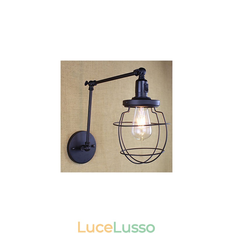 Stile Letto Hotel Ristorante Progetto Braccio di Ferro Doppio Retro Vintage Cintura Nera Lampada da Parete Interruttore