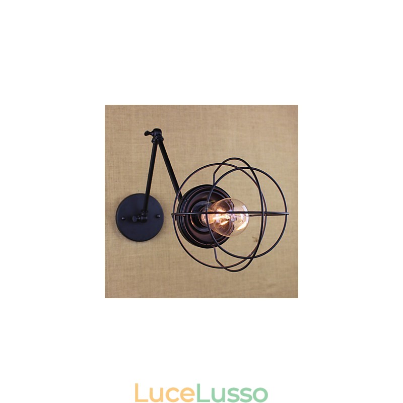 Stile Letto Hotel Ristorante Progetto Braccio di Ferro Doppio Retro Vintage Cintura Nera Lampada da Parete Interruttore