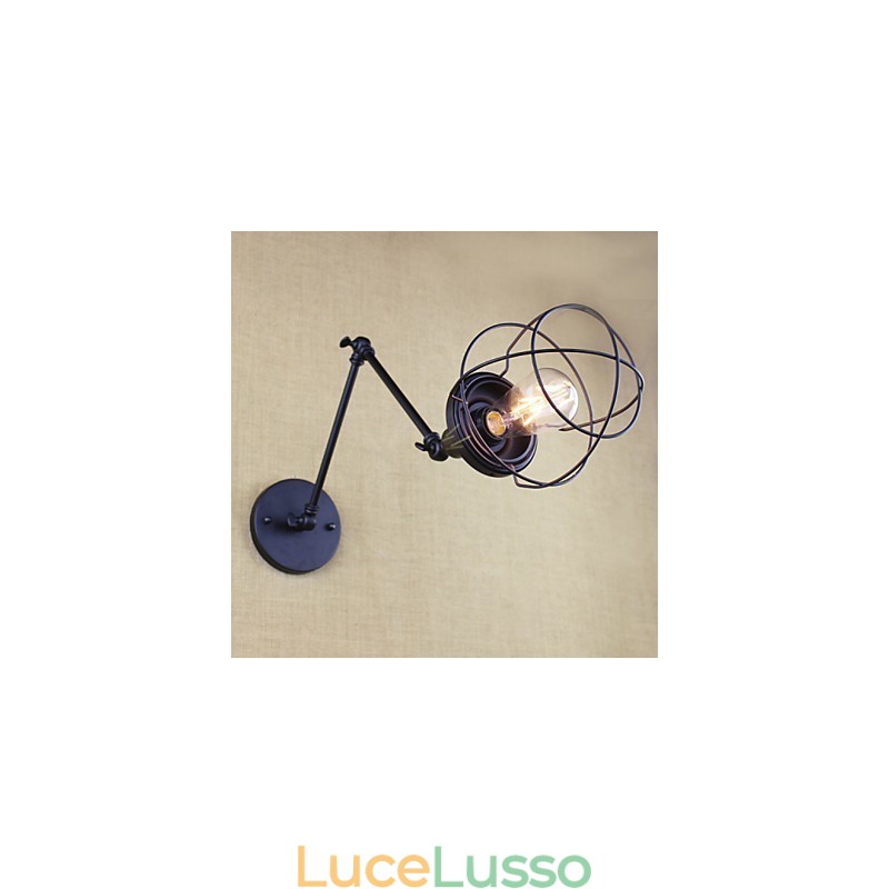 Stile Letto Hotel Ristorante Progetto Braccio di Ferro Doppio Retro Vintage Cintura Nera Lampada da Parete Interruttore