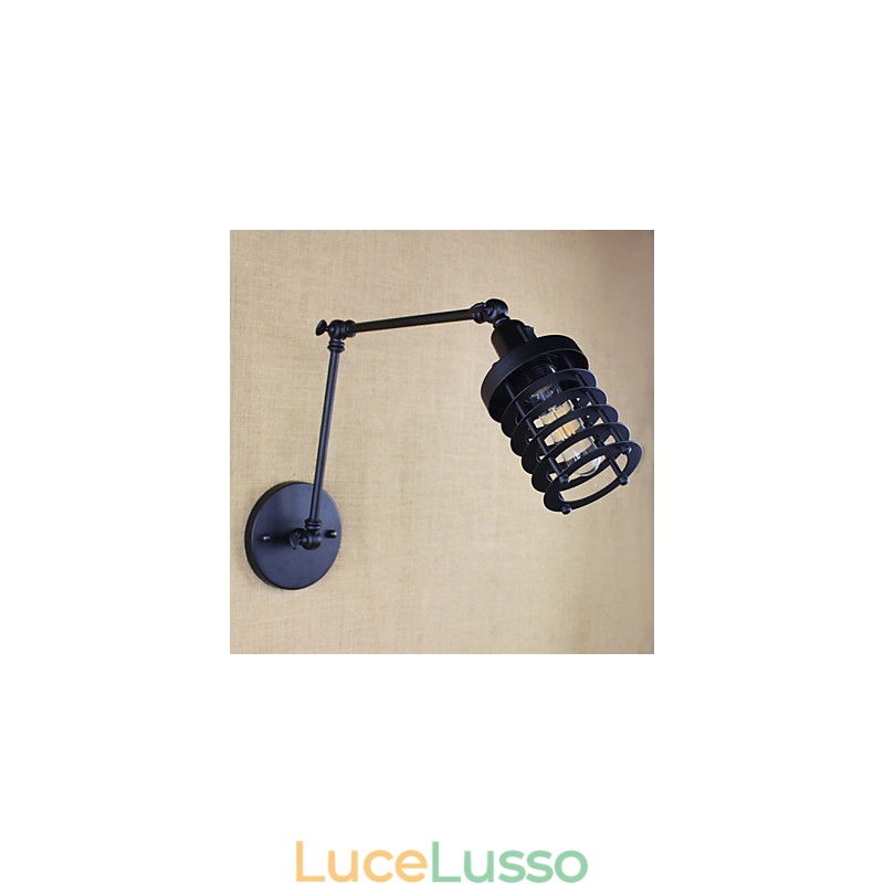 Stile Letto Hotel Ristorante Progetto Braccio di Ferro Doppio Retro Vintage Cintura Nera Lampada da Parete Interruttore