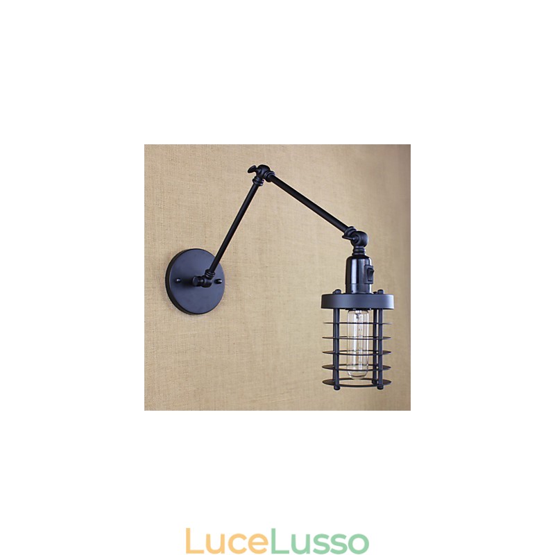 Stile Letto Hotel Ristorante Progetto Braccio di Ferro Doppio Retro Vintage Cintura Nera Lampada da Parete Interruttore