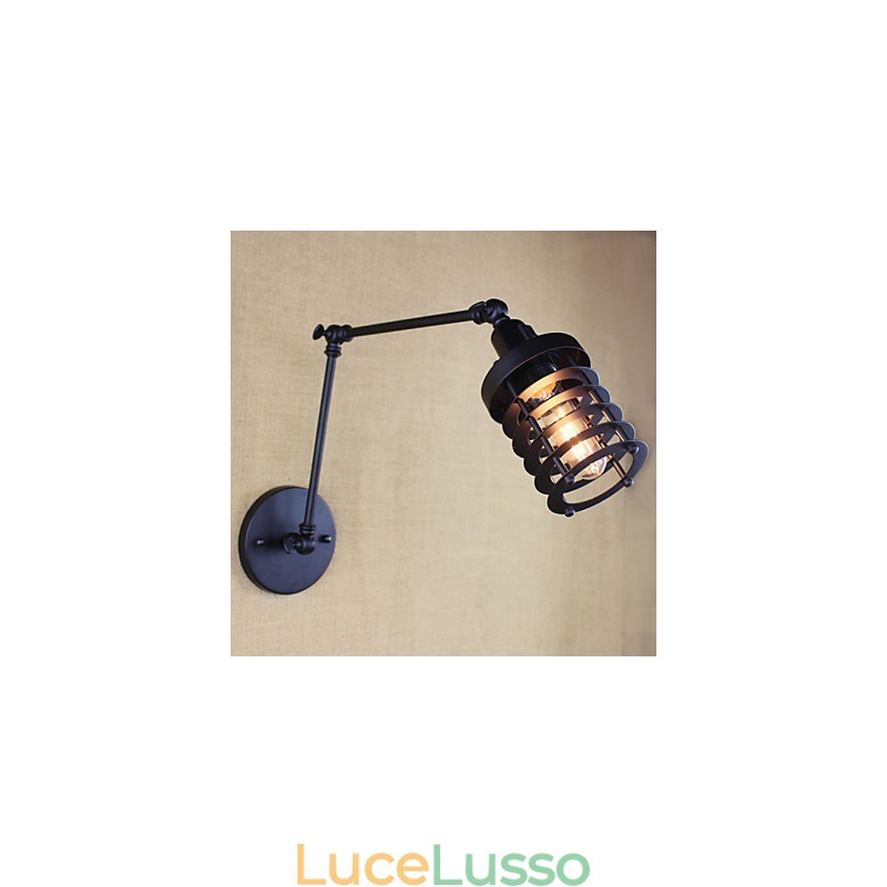 Stile Letto Hotel Ristorante Progetto Braccio di Ferro Doppio Retro Vintage Cintura Nera Lampada da Parete Interruttore