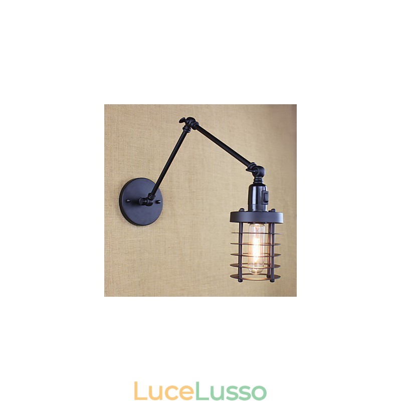 Stile Letto Hotel Ristorante Progetto Braccio di Ferro Doppio Retro Vintage Cintura Nera Lampada da Parete Interruttore
